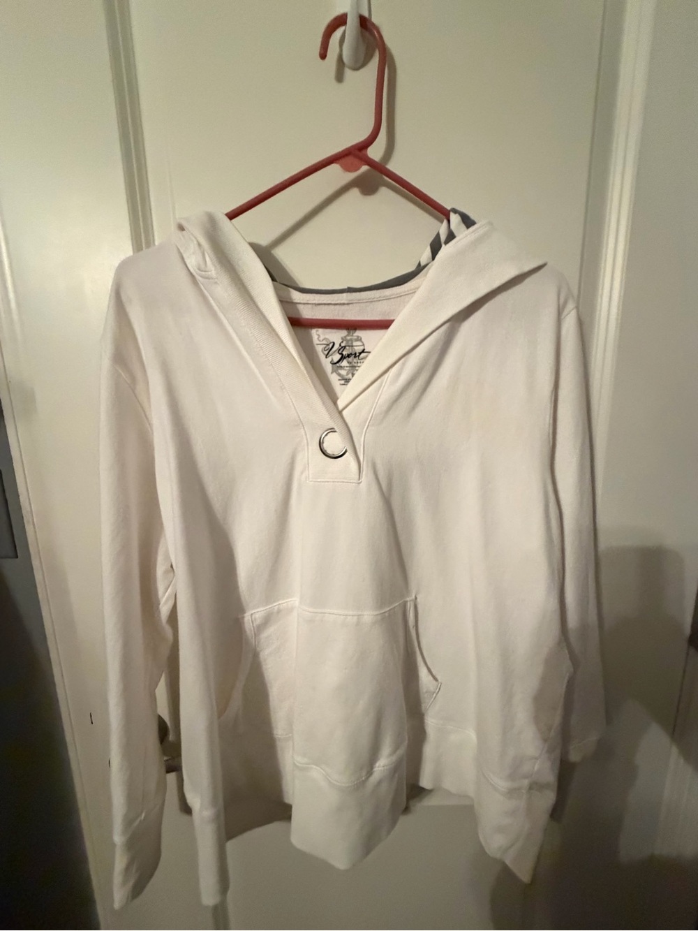 Venezia White Hooded Pullover with Front Pocket